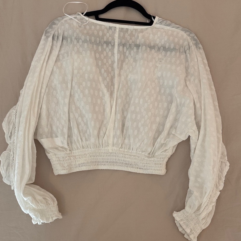 Zara White Boho Ruffle Crop Top – Size M - Picture 5 of 5